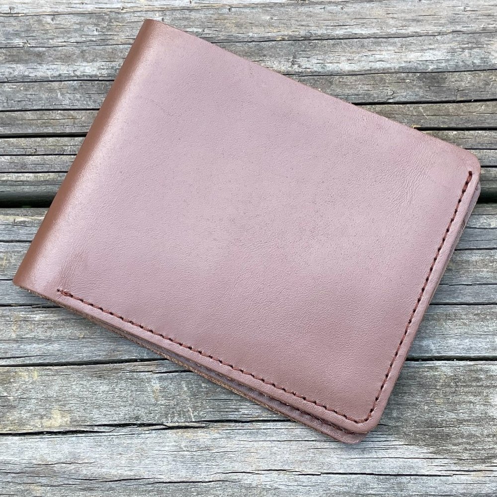 Genuine Leather Wallet Brown Bifold Cardholder Men Purse